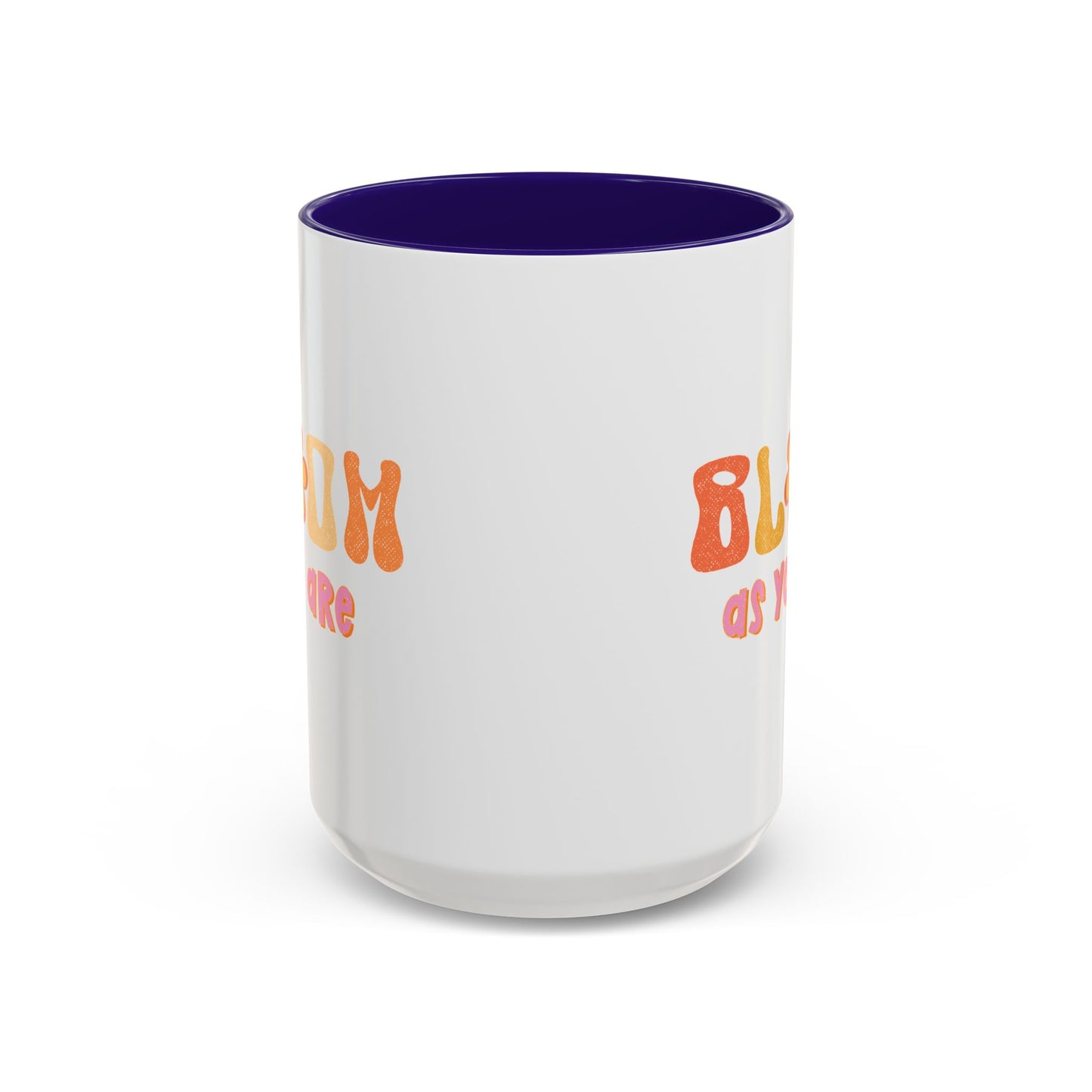 Bloom As You Are Accent Mug – Smiley Flower | 11oz 15oz Colored Handle