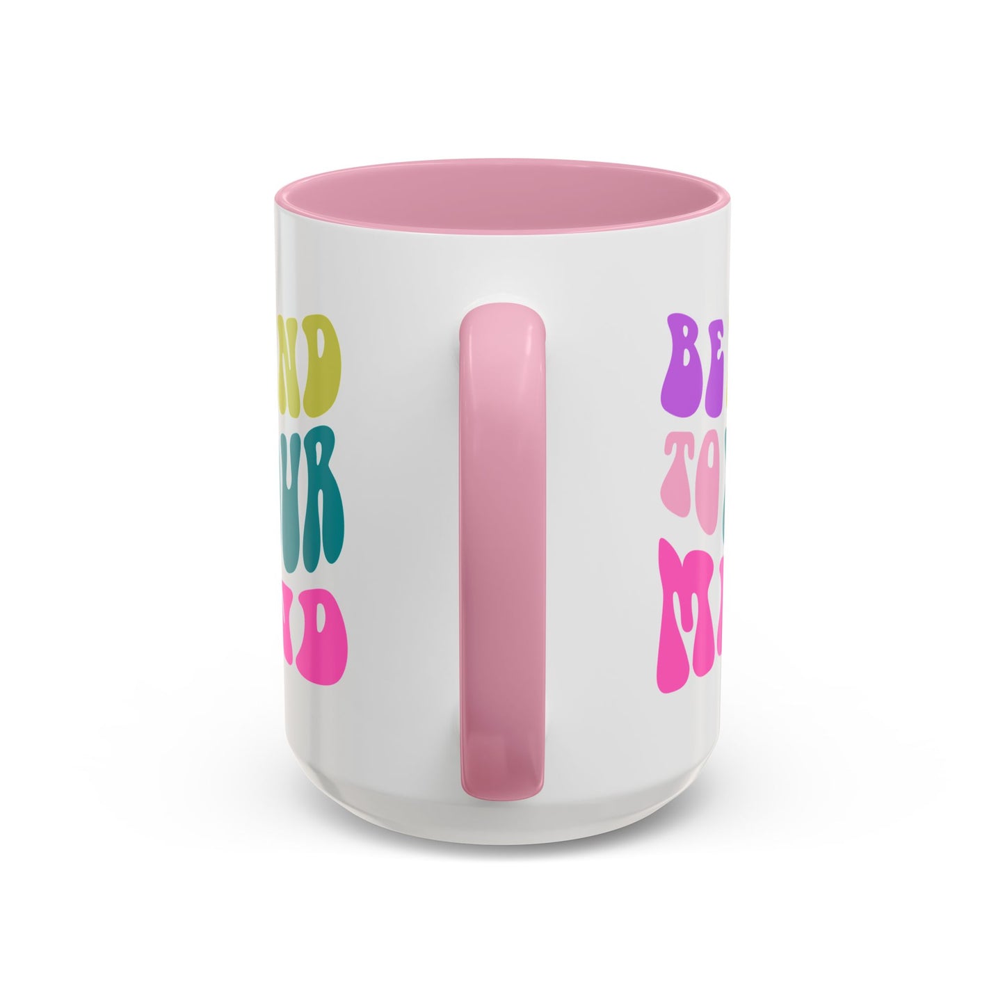 Be Kind To Your Mind Accent Mug – Retro Rainbow Letters | 11oz 15oz Colored Handle