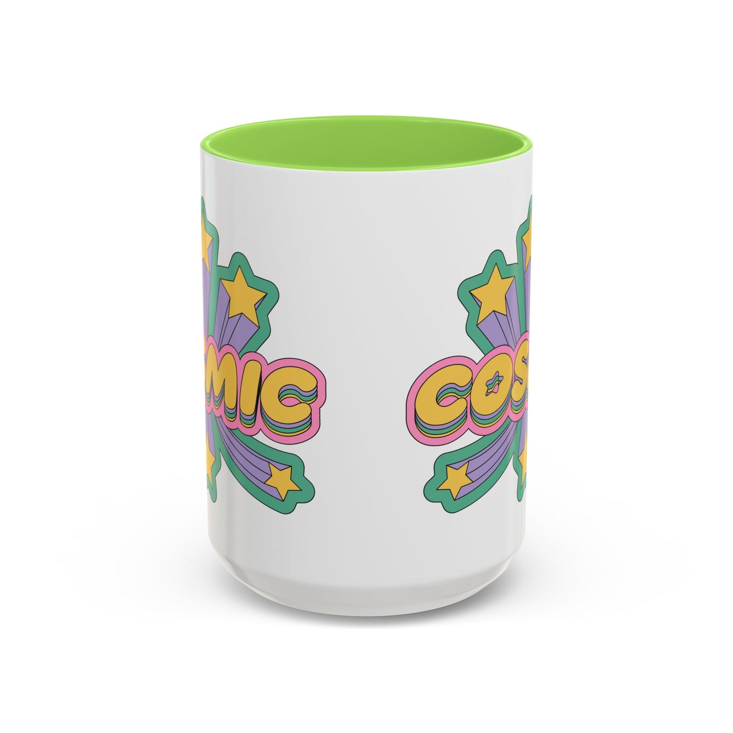 COSMIC Accent Mug – Retro Stars Burst | 11oz 15oz Colored Handle