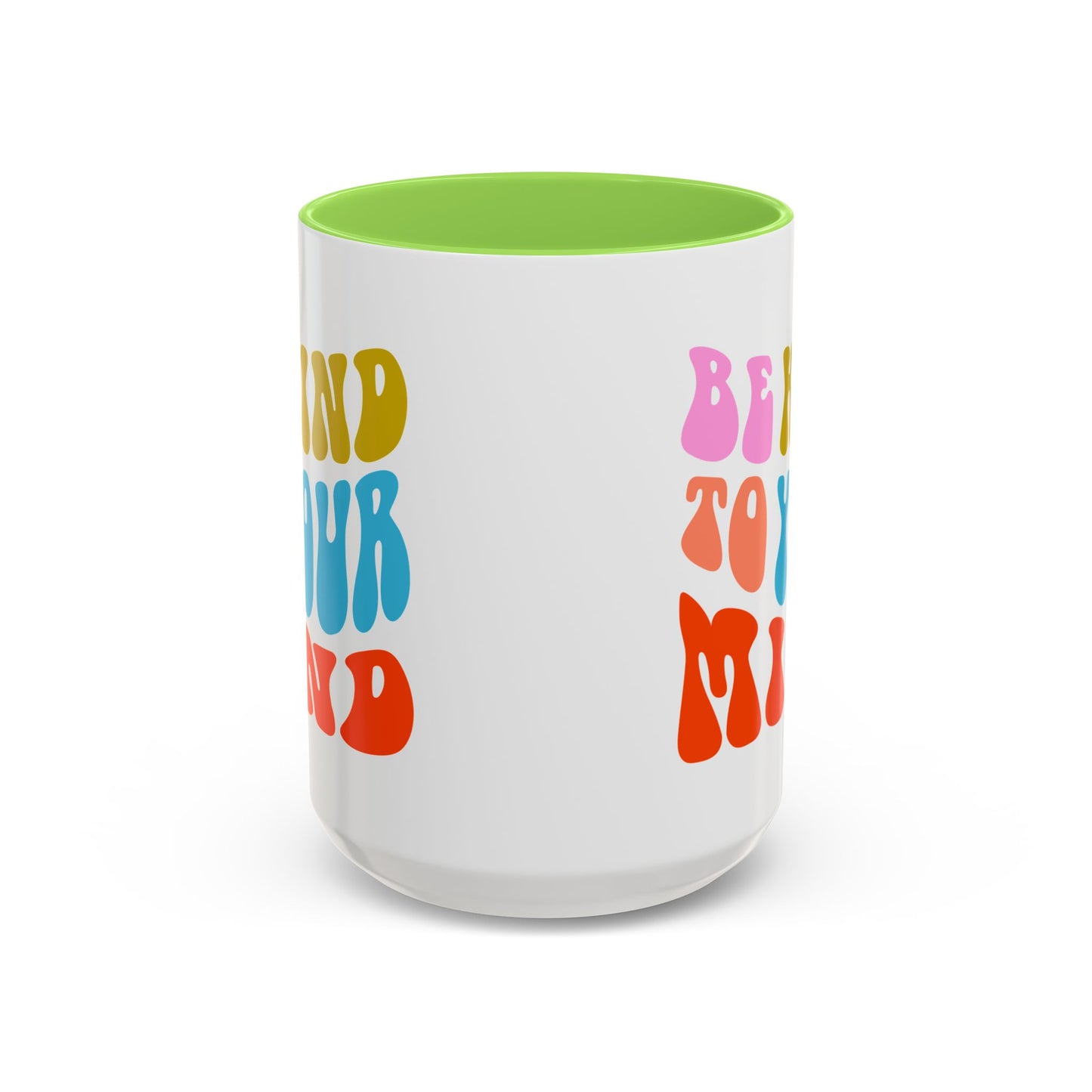 Be Kind To Your Mind Accent Mug – Retro Rainbow Letters | 11oz 15oz Multiple colors