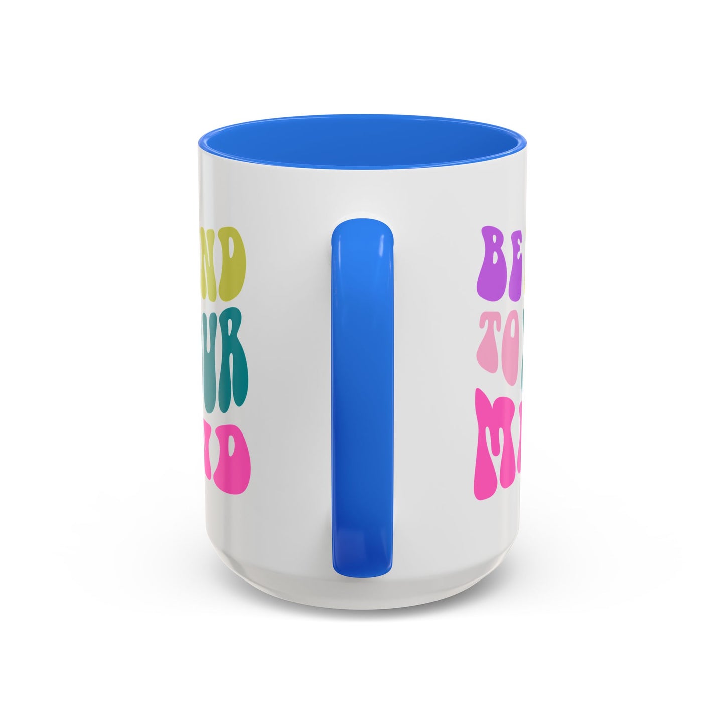 Be Kind To Your Mind Accent Mug – Retro Rainbow Letters | 11oz 15oz Colored Handle