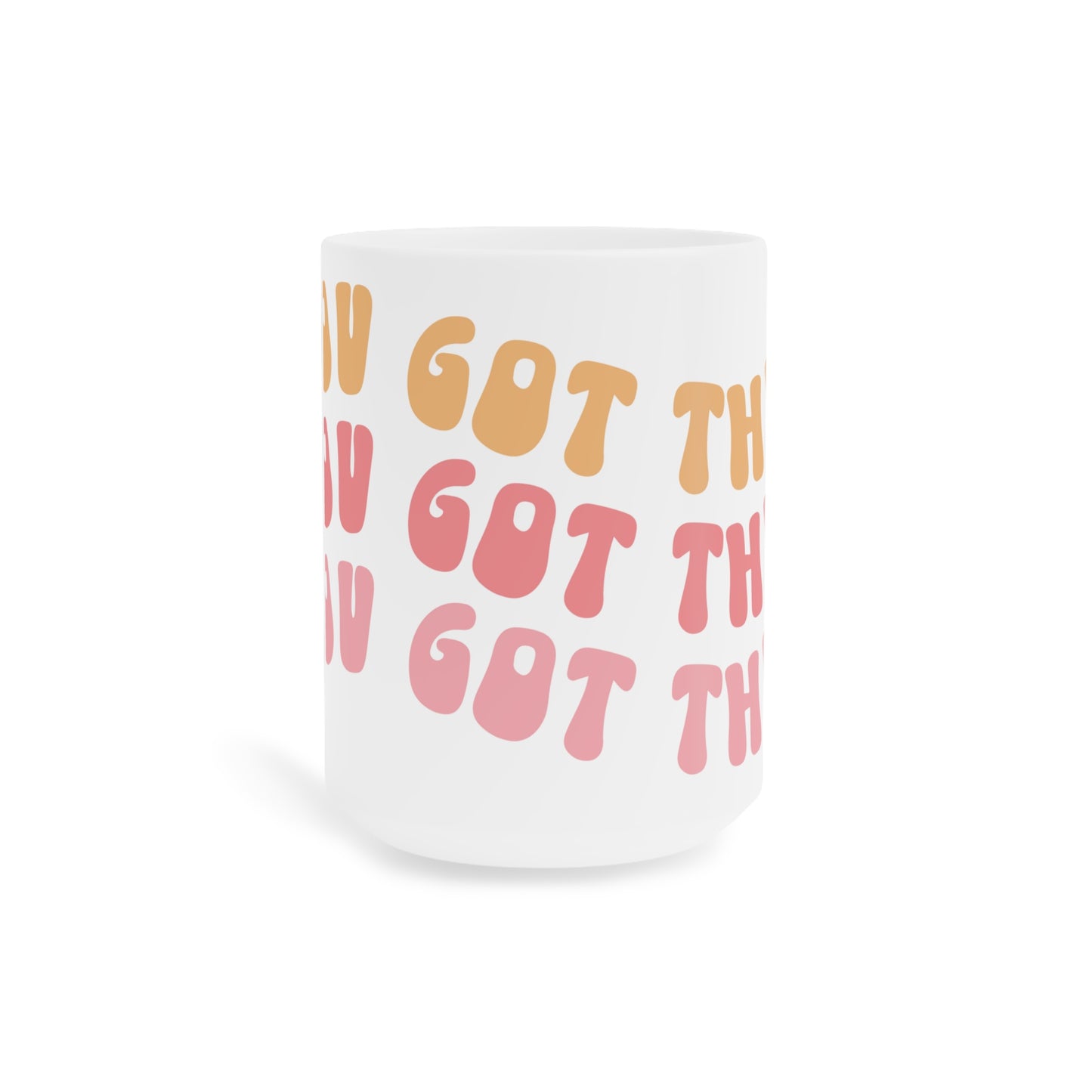 You Got This Groovy 70s Themed Coffee Mug 20oz - Multi-Pink Retro Style Ceramic Cup - Inspirational Positivity Boosting Drinkware