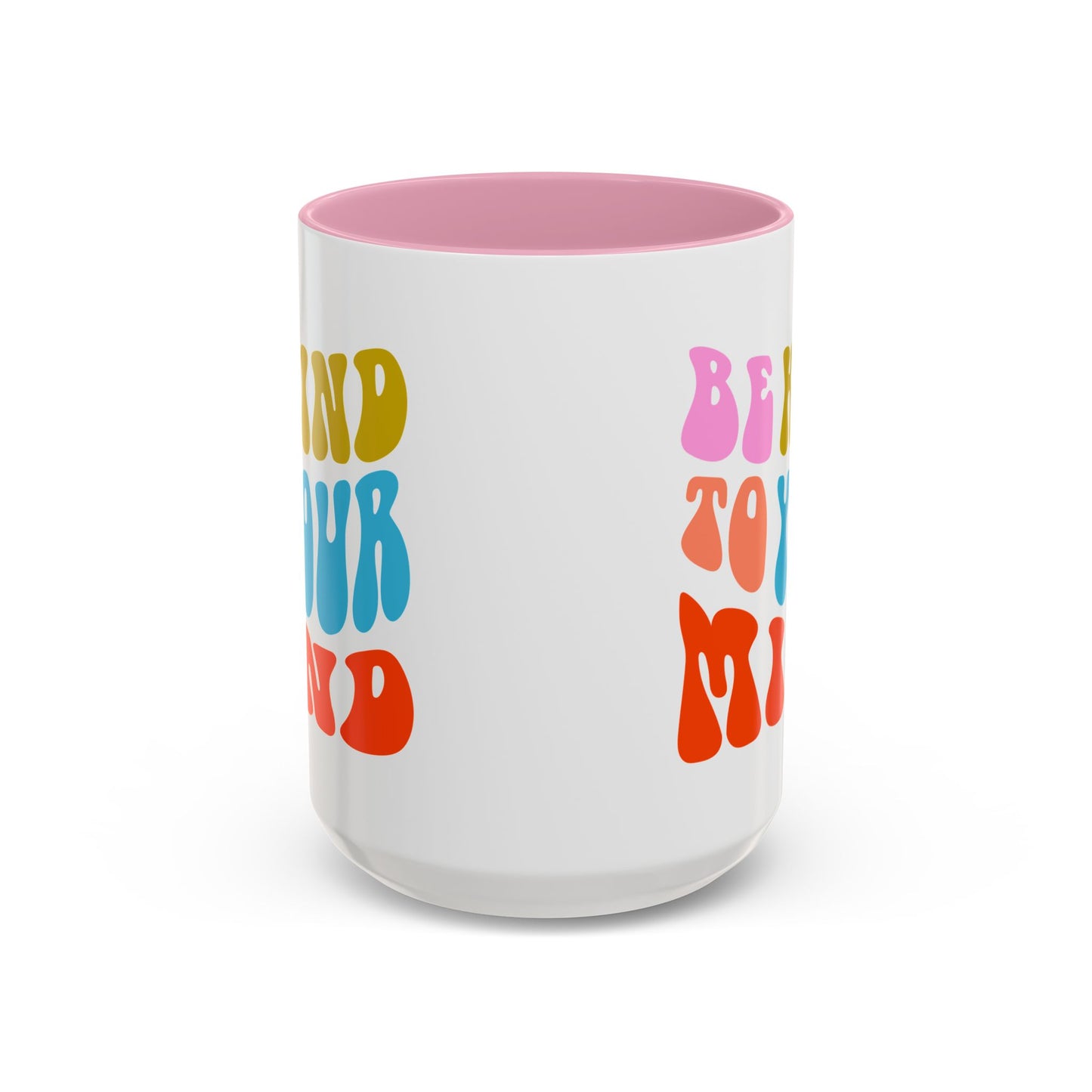 Be Kind To Your Mind Accent Mug – Retro Rainbow Letters | 11oz 15oz Multiple colors