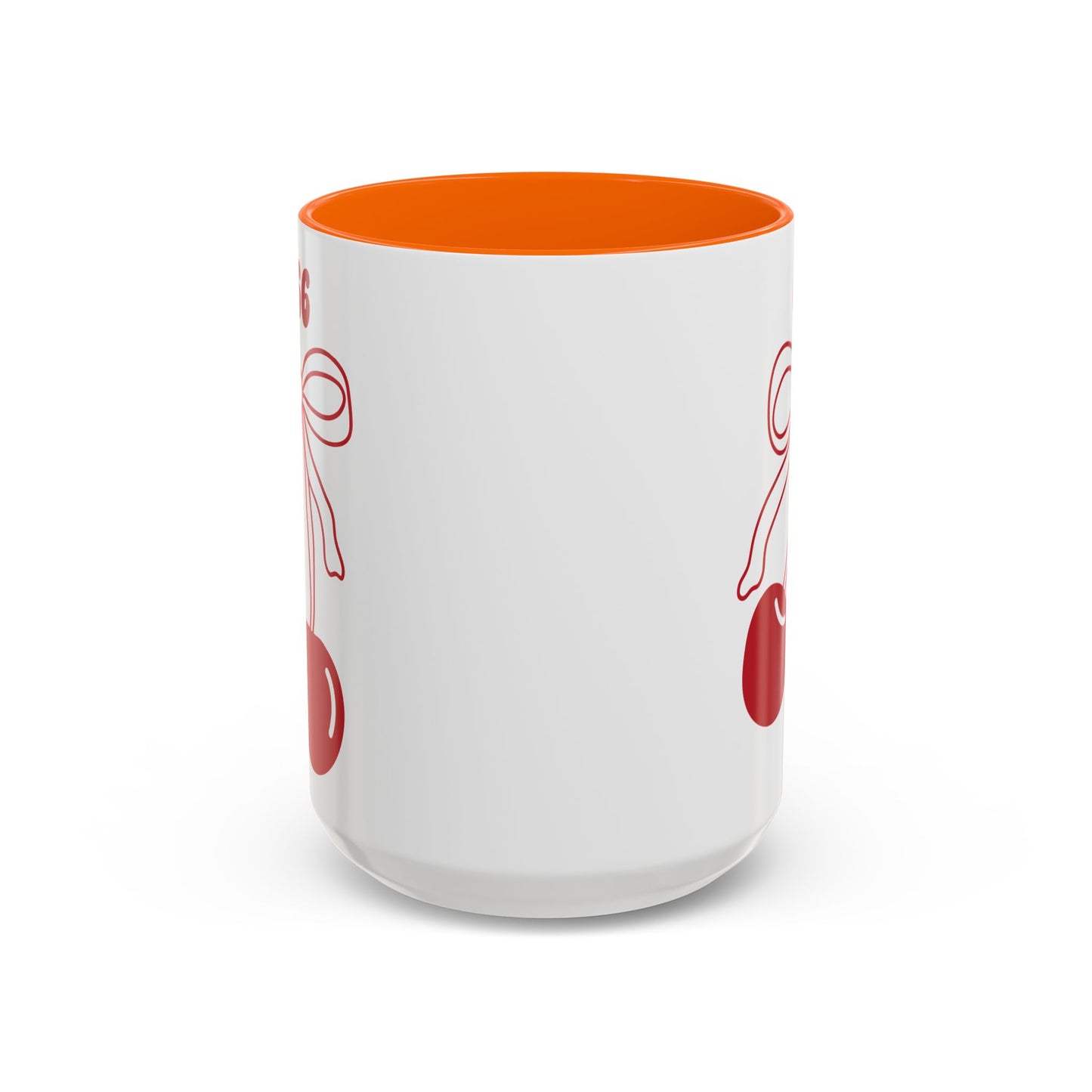 666 Angel Number Cherries Accent Mug – Coquette Bow Kawaii | 11oz 15oz — Pink, Red, Light Blue, Orange, Purple, Yellow