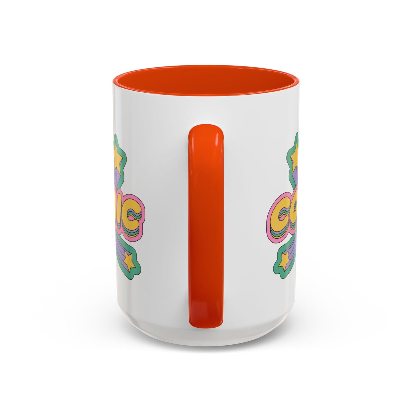 COSMIC Accent Mug – Retro Stars Burst | 11oz 15oz Colored Handle