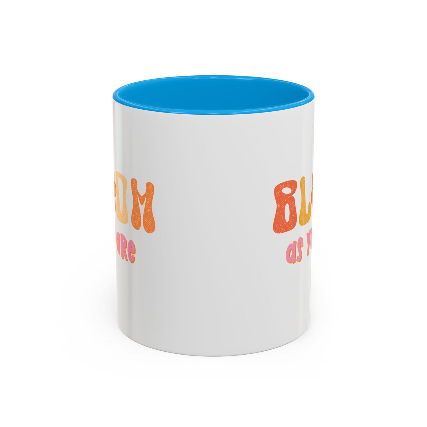 Bloom As You Are Accent Mug – Smiley Flower | 11oz 15oz Colored Handle