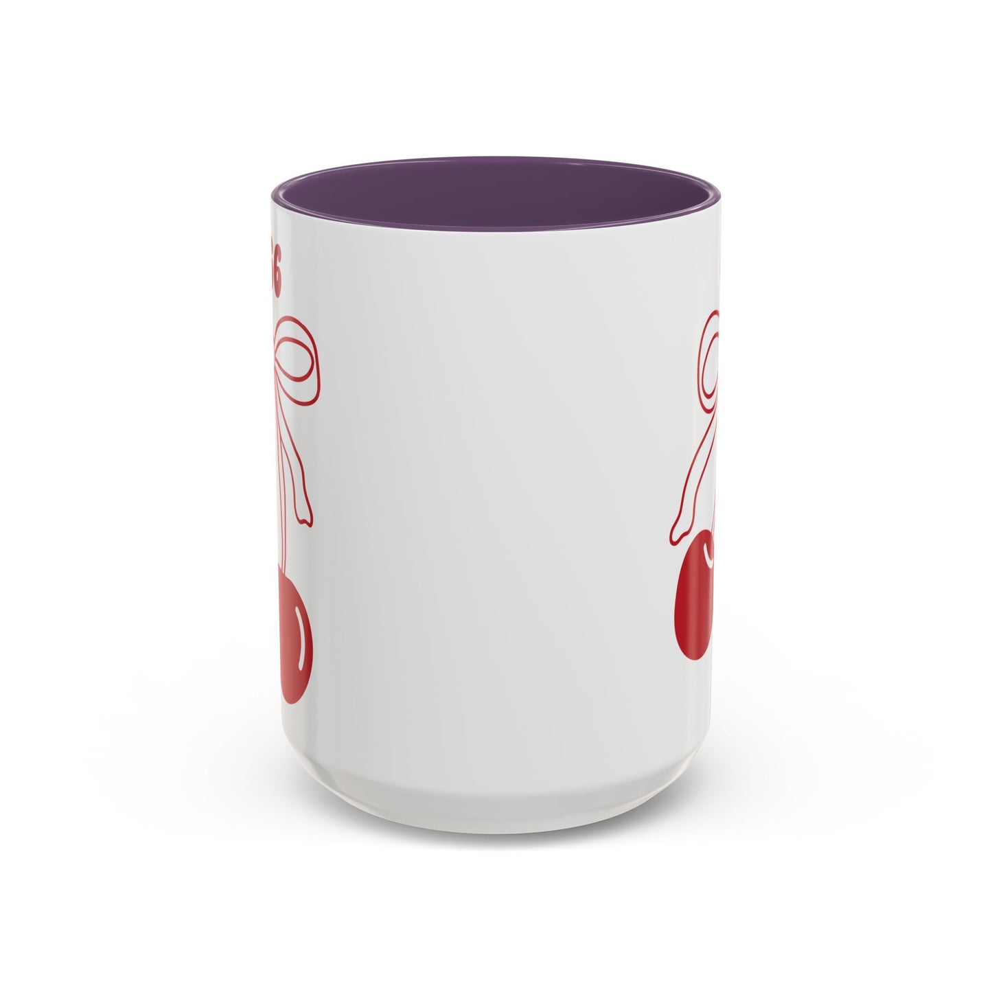 666 Angel Number Cherries Accent Mug – Coquette Bow Kawaii | 11oz 15oz — Pink, Red, Light Blue, Orange, Purple, Yellow