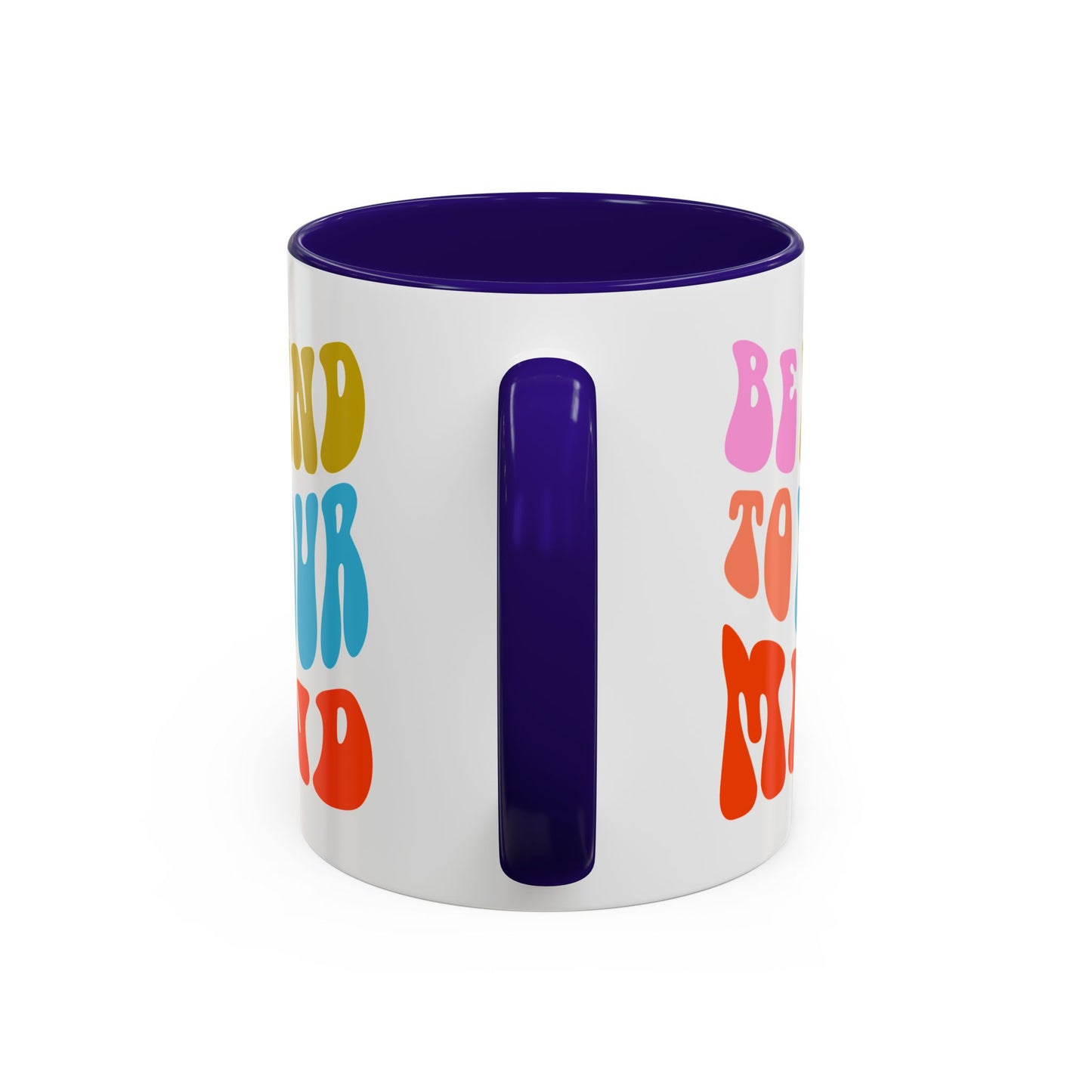 Be Kind To Your Mind Accent Mug – Retro Rainbow Letters | 11oz 15oz Multiple colors