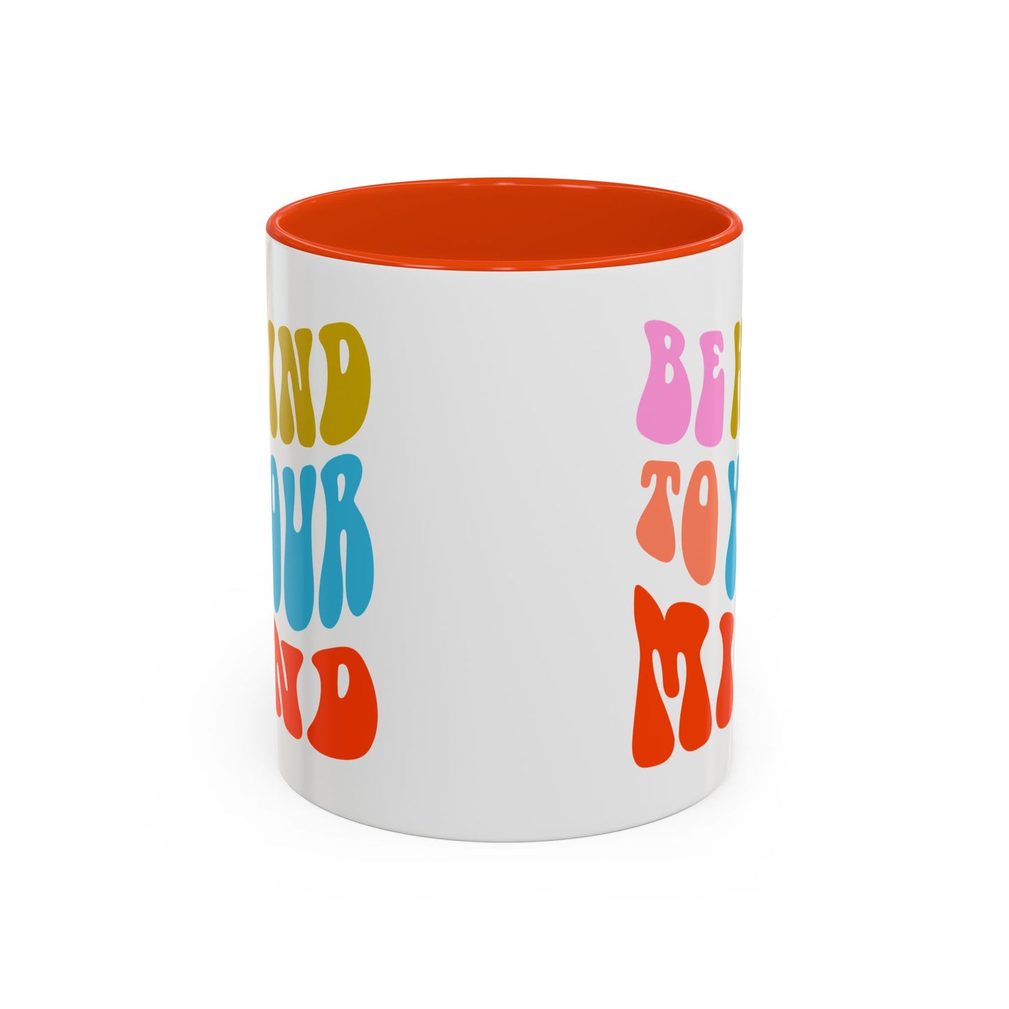 Be Kind To Your Mind Accent Mug – Retro Rainbow Letters | 11oz 15oz Multiple colors