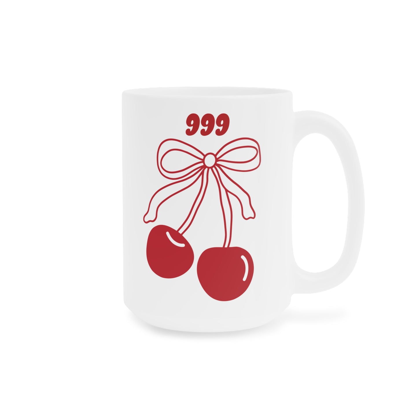 999 Angel Number Cherries Coffee Mug – Coquette Bow Kawaii | 11oz 15oz 20oz White Ceramic
