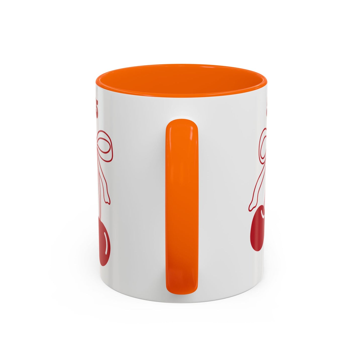 555 Angel Number Cherries Accent Mug – Coquette Bow Kawaii | 11oz 15oz — Pink, Red, Navy, Light Blue, Orange, Purple, Yellow