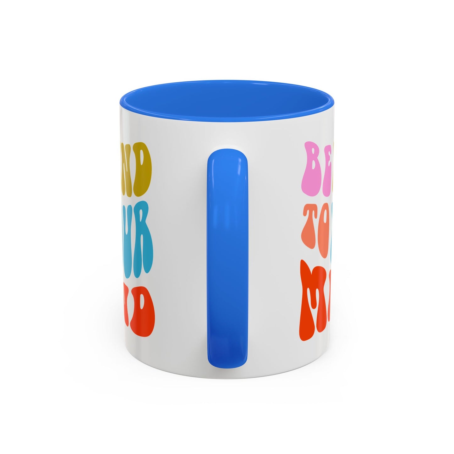Be Kind To Your Mind Accent Mug – Retro Rainbow Letters | 11oz 15oz Multiple colors