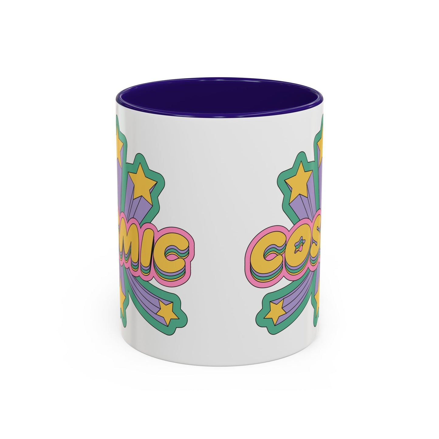 COSMIC Accent Mug – Retro Stars Burst | 11oz 15oz Colored Handle