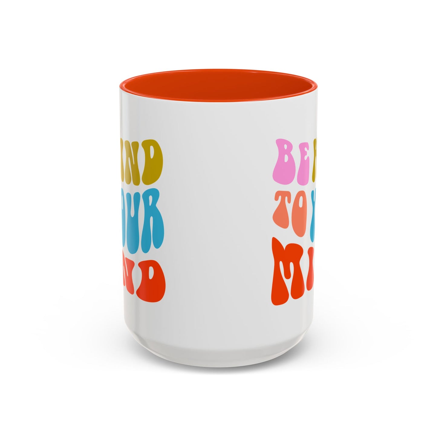 Be Kind To Your Mind Accent Mug – Retro Rainbow Letters | 11oz 15oz Multiple colors