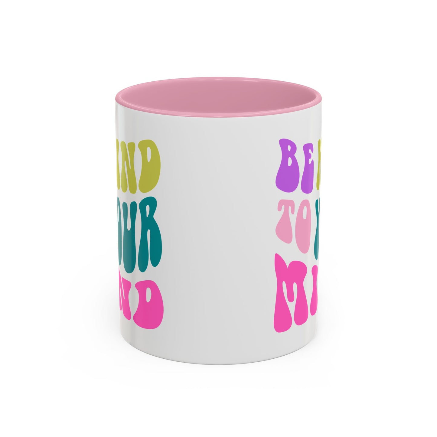Be Kind To Your Mind Accent Mug – Retro Rainbow Letters | 11oz 15oz Colored Handle
