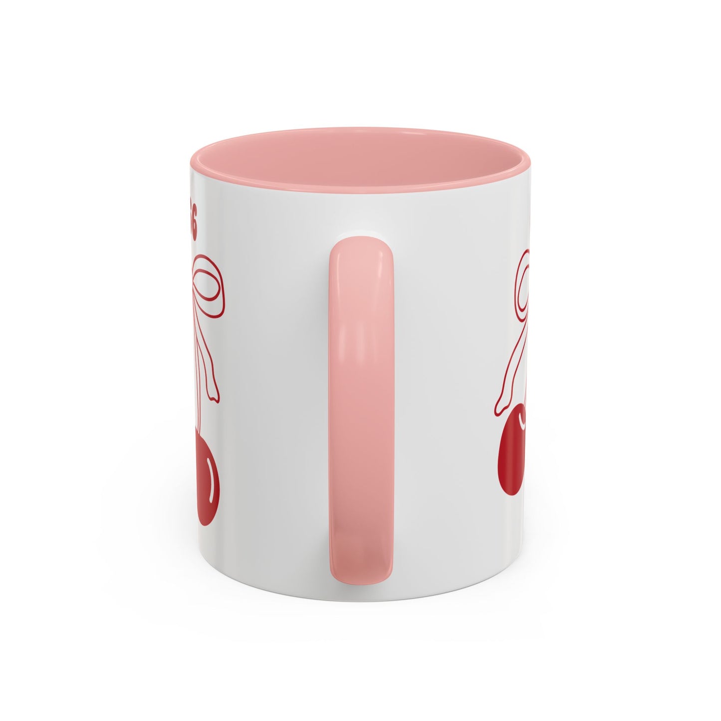 666 Angel Number Cherries Accent Mug – Coquette Bow Kawaii | 11oz 15oz — Pink, Red, Light Blue, Orange, Purple, Yellow