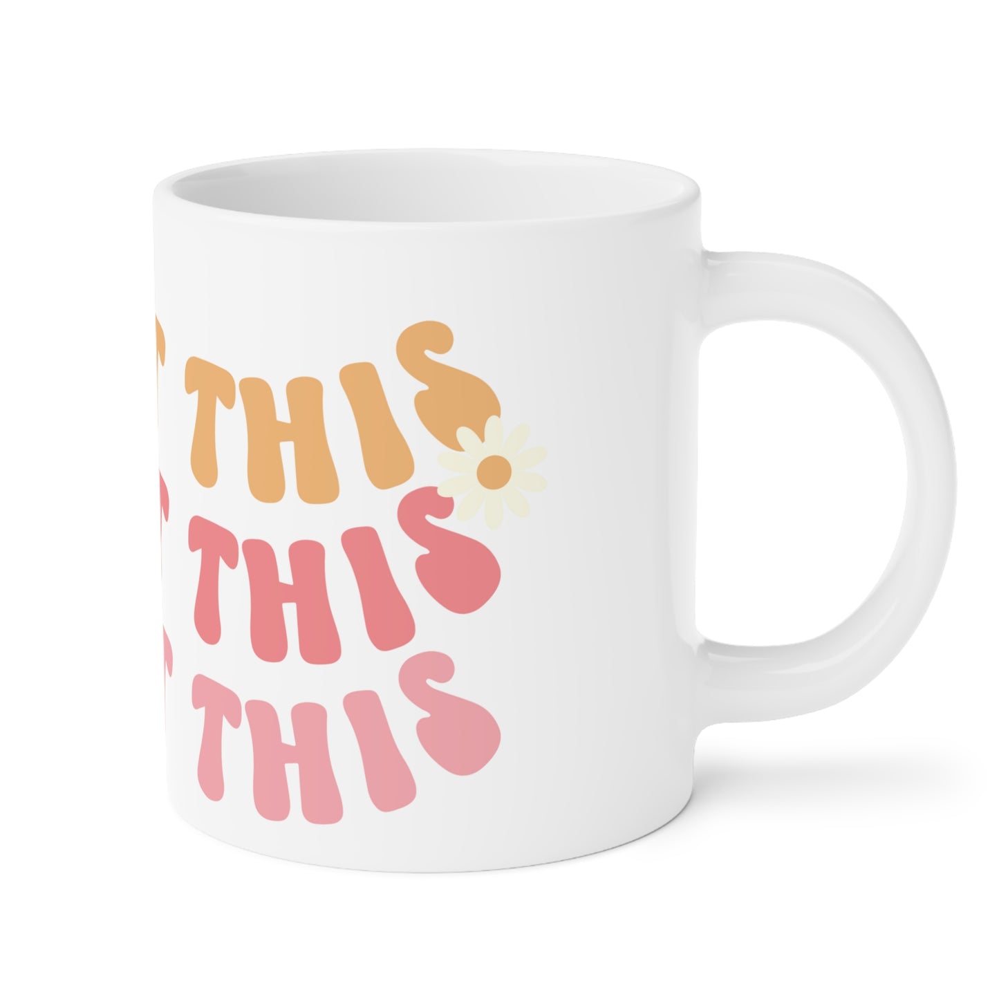 You Got This Groovy 70s Themed Coffee Mug 20oz - Multi-Pink Retro Style Ceramic Cup - Inspirational Positivity Boosting Drinkware