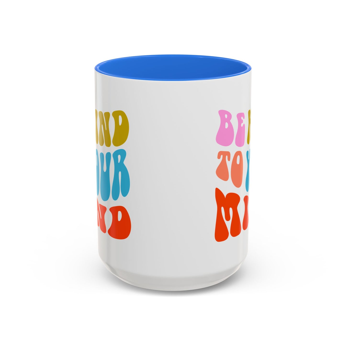 Be Kind To Your Mind Accent Mug – Retro Rainbow Letters | 11oz 15oz Multiple colors