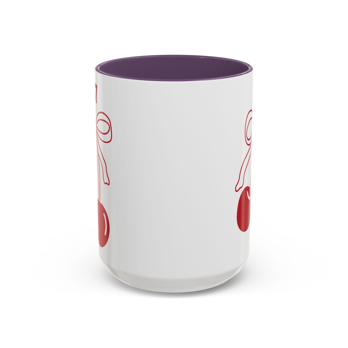 777 Angel Number Cherries Accent Mug – Coquette Bow Kawaii | 11oz 15oz — Yellow, Pink, Red, Navy, Light Blue, Orange, Purple