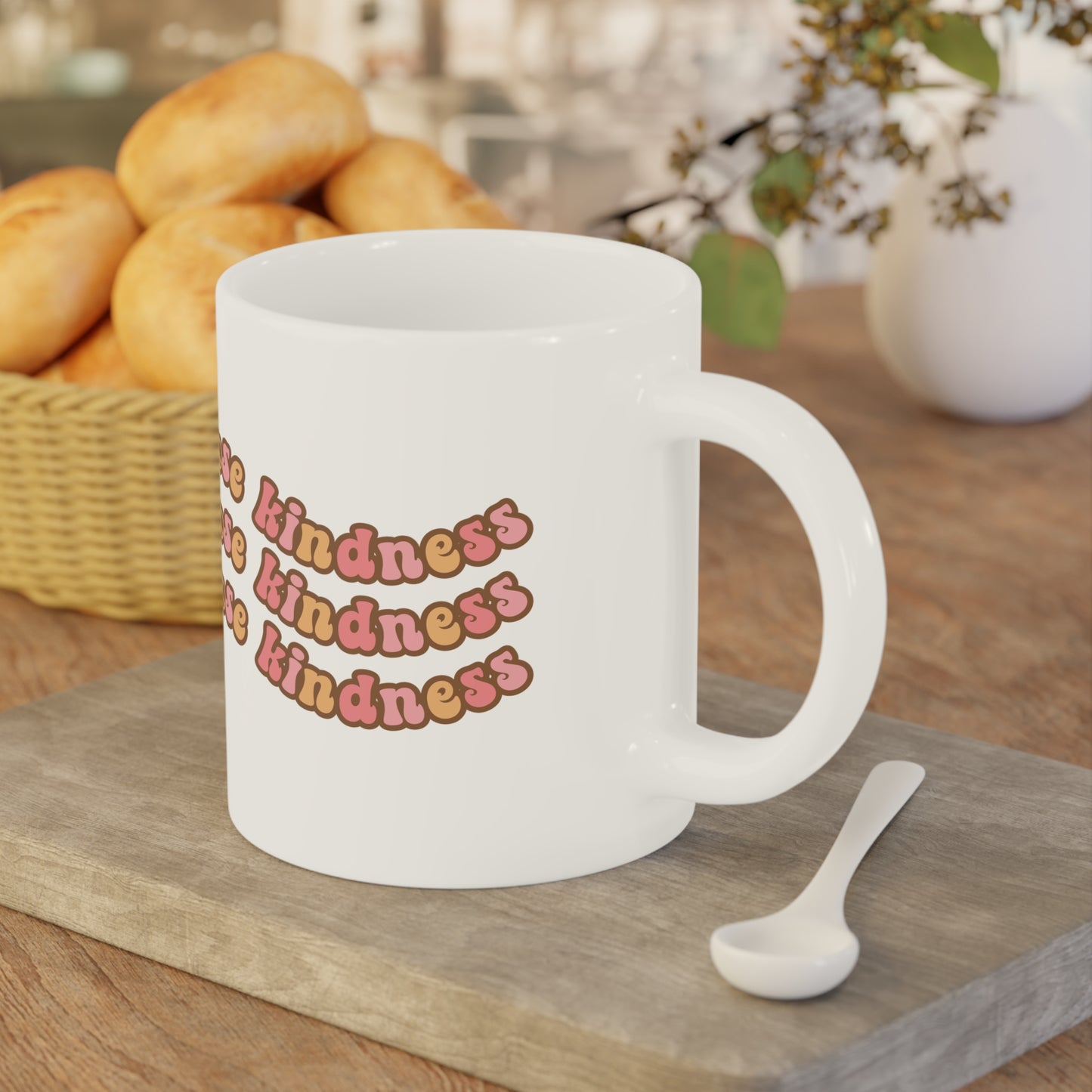 Choose Kindness Coffee Mug – 70s Wavy Retro Pastel | 11oz 15oz 20oz