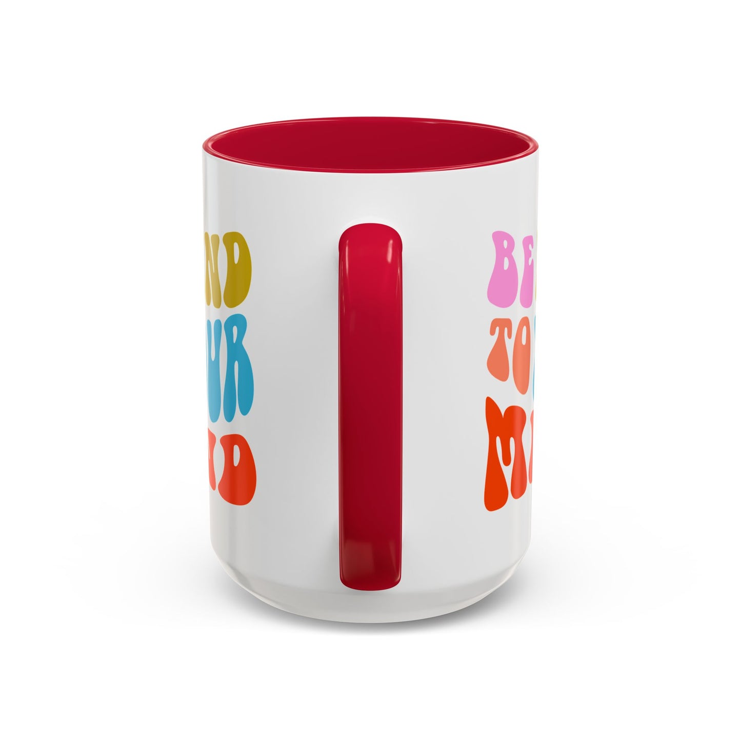 Be Kind To Your Mind Accent Mug – Retro Rainbow Letters | 11oz 15oz Multiple colors