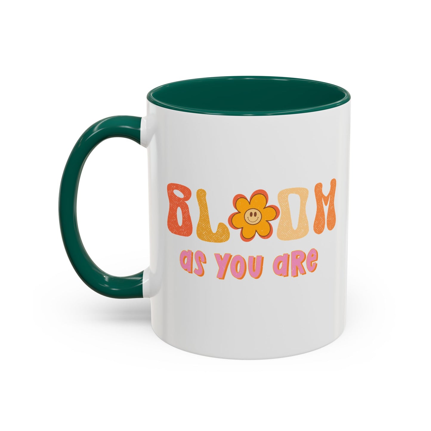 Bloom As You Are Accent Mug – Smiley Flower | 11oz 15oz Colored Handle