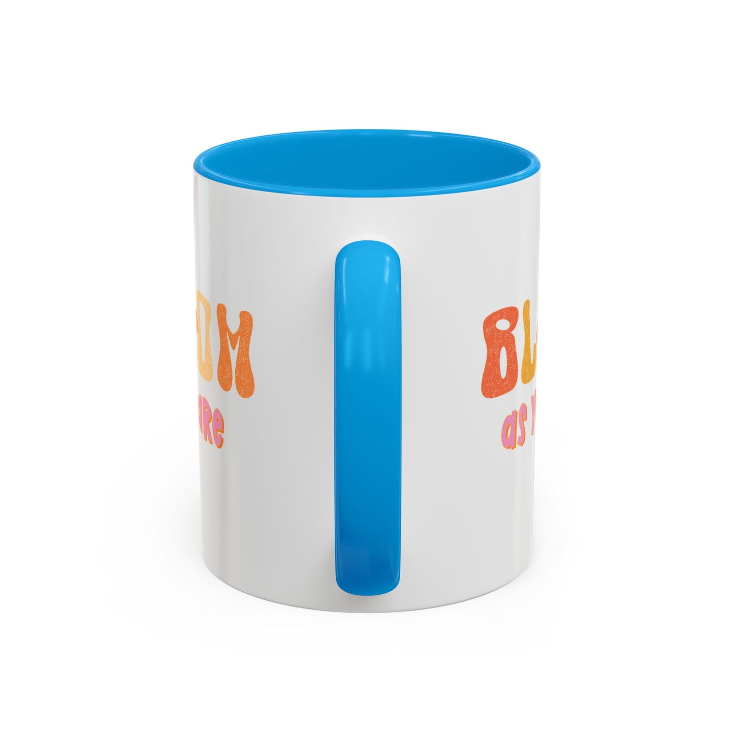 Bloom As You Are Accent Mug – Smiley Flower | 11oz 15oz Colored Handle