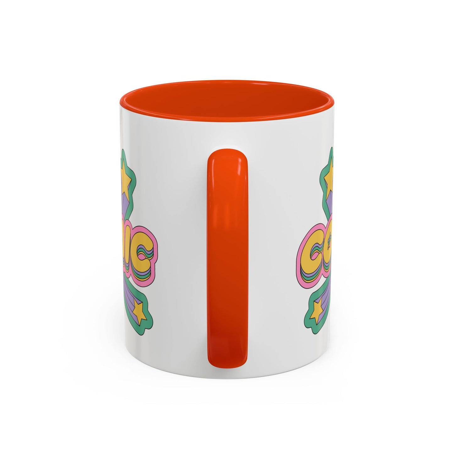 COSMIC Accent Mug – Retro Stars Burst | 11oz 15oz Colored Handle