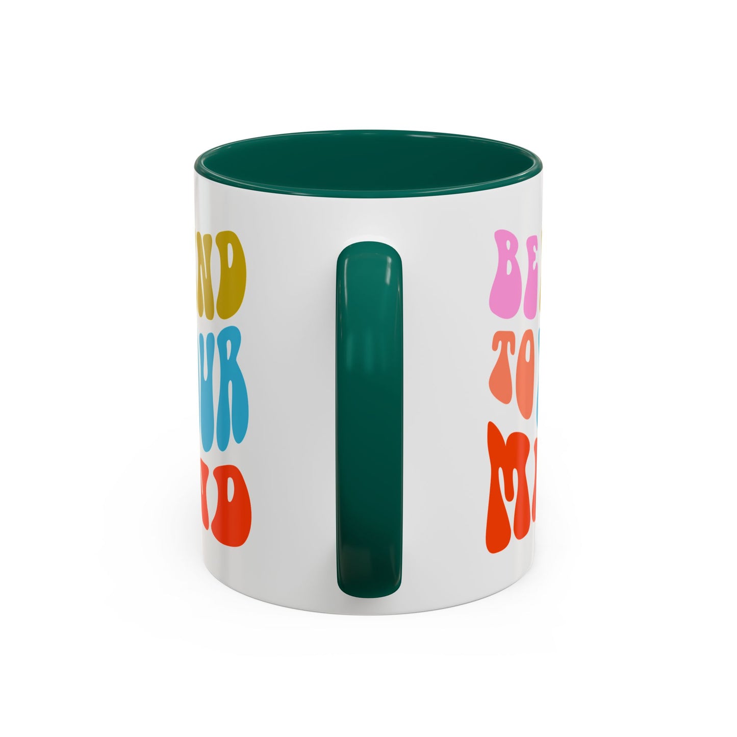 Be Kind To Your Mind Accent Mug – Retro Rainbow Letters | 11oz 15oz Multiple colors