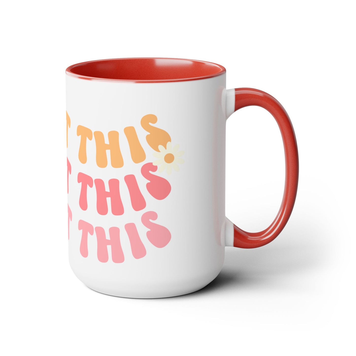 You Got This Groovy 70s Themed Coffee Mug 15oz - Multi-Pink Retro Style Ceramic Cup - Inspirational Positivity Boosting Drinkware