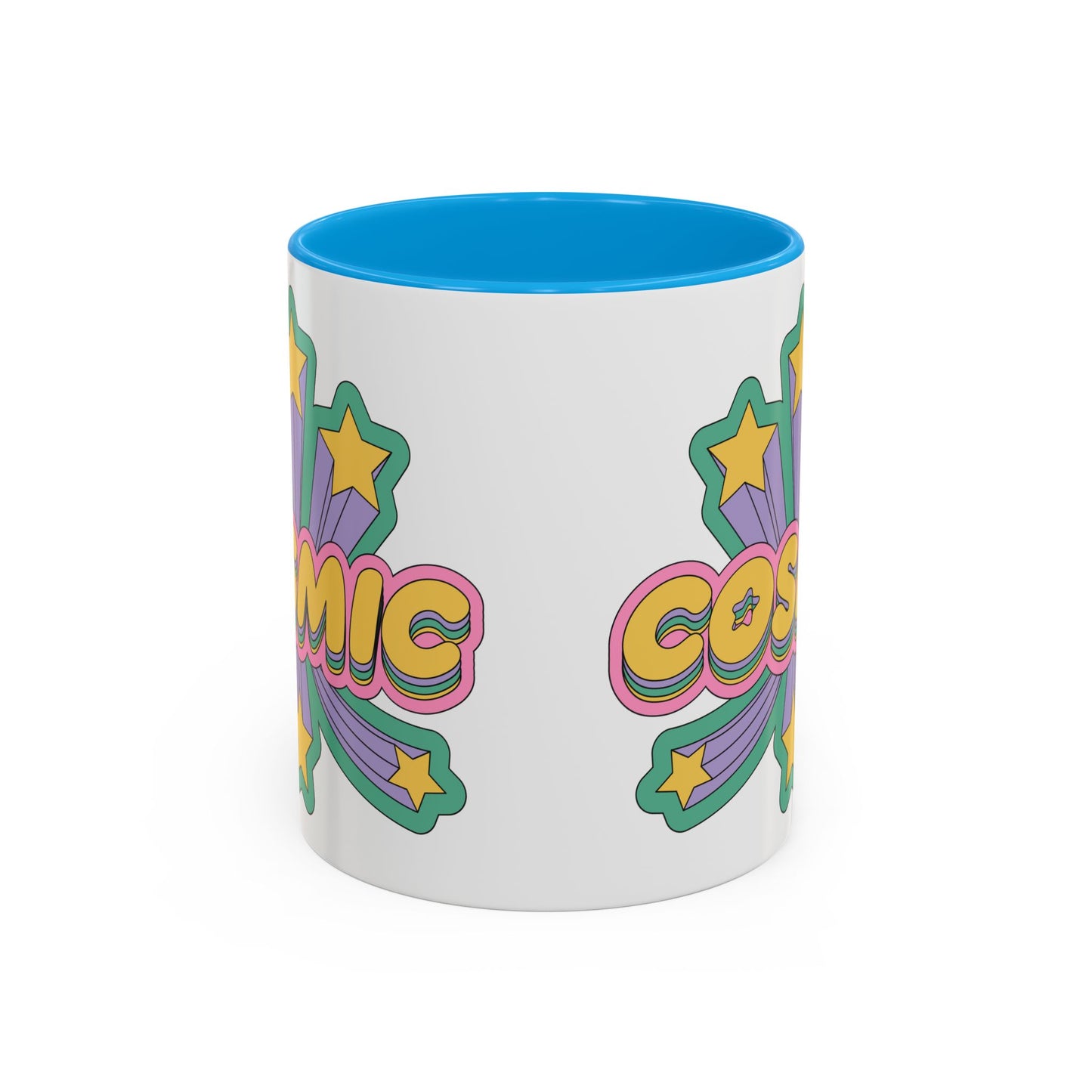 COSMIC Accent Mug – Retro Stars Burst | 11oz 15oz Colored Handle