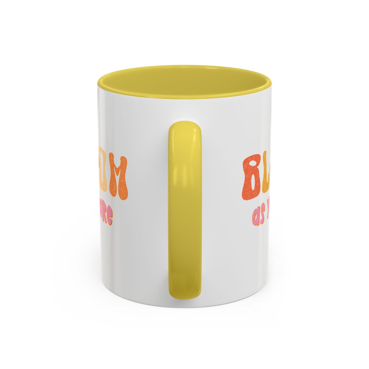 Bloom As You Are Accent Mug – Smiley Flower | 11oz 15oz Colored Handle