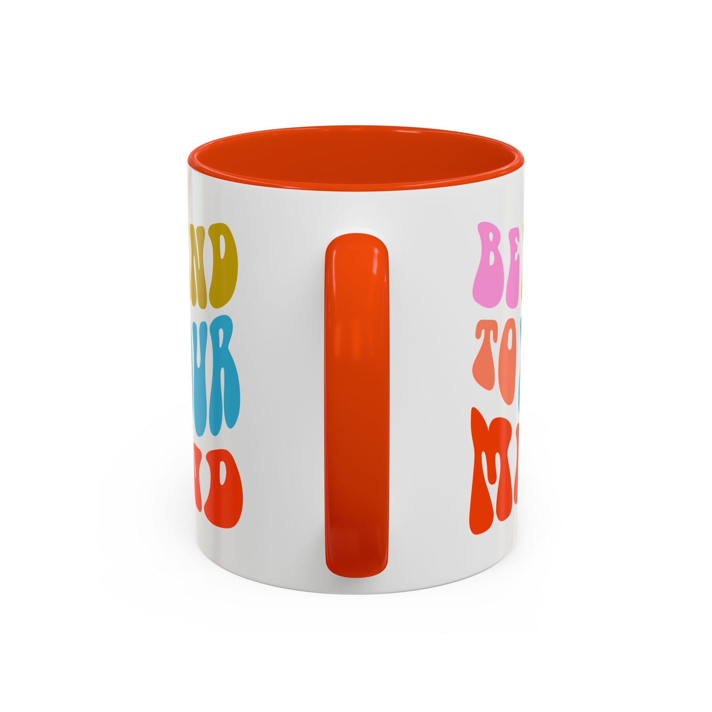 Be Kind To Your Mind Accent Mug – Retro Rainbow Letters | 11oz 15oz Multiple colors