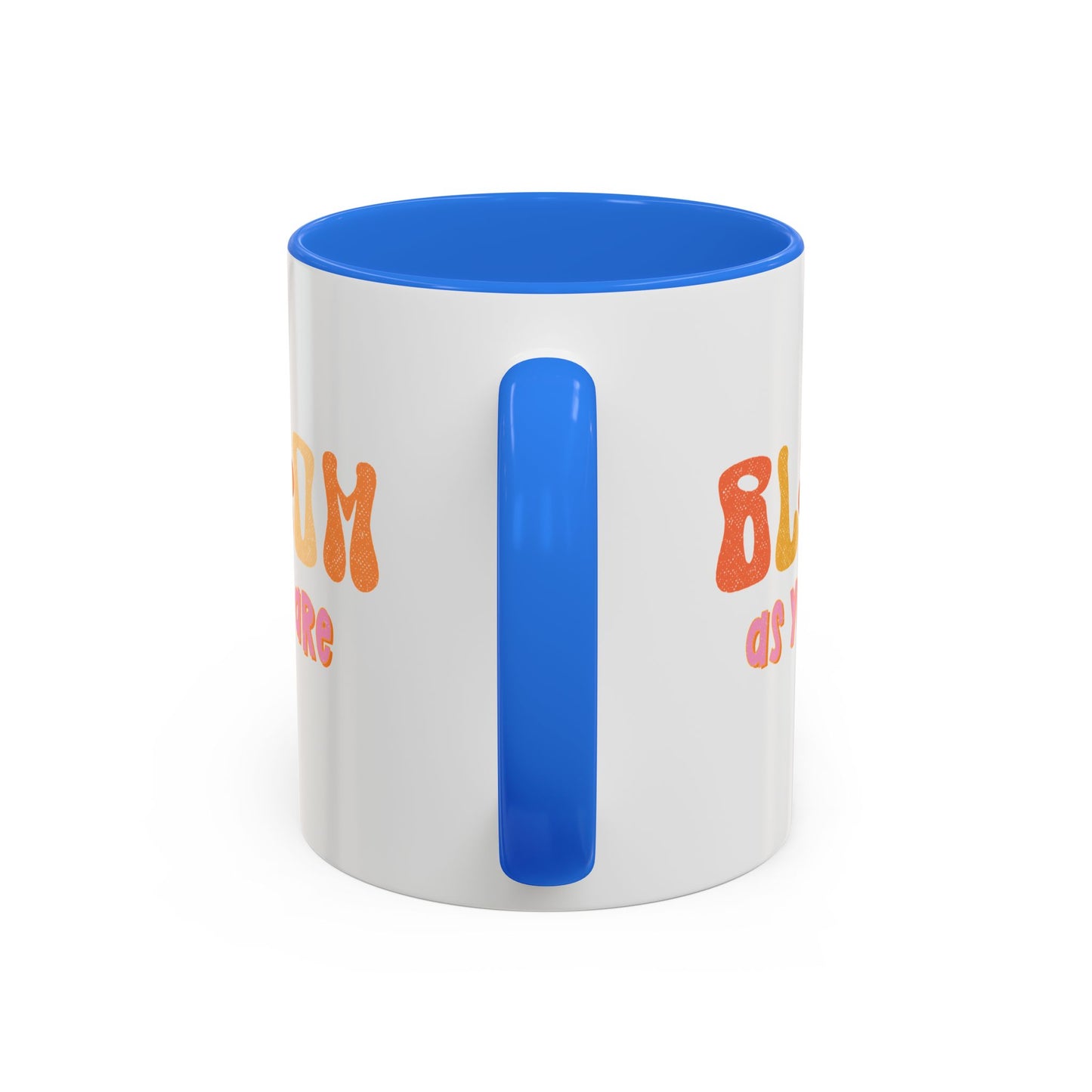 Bloom As You Are Accent Mug – Smiley Flower | 11oz 15oz Colored Handle