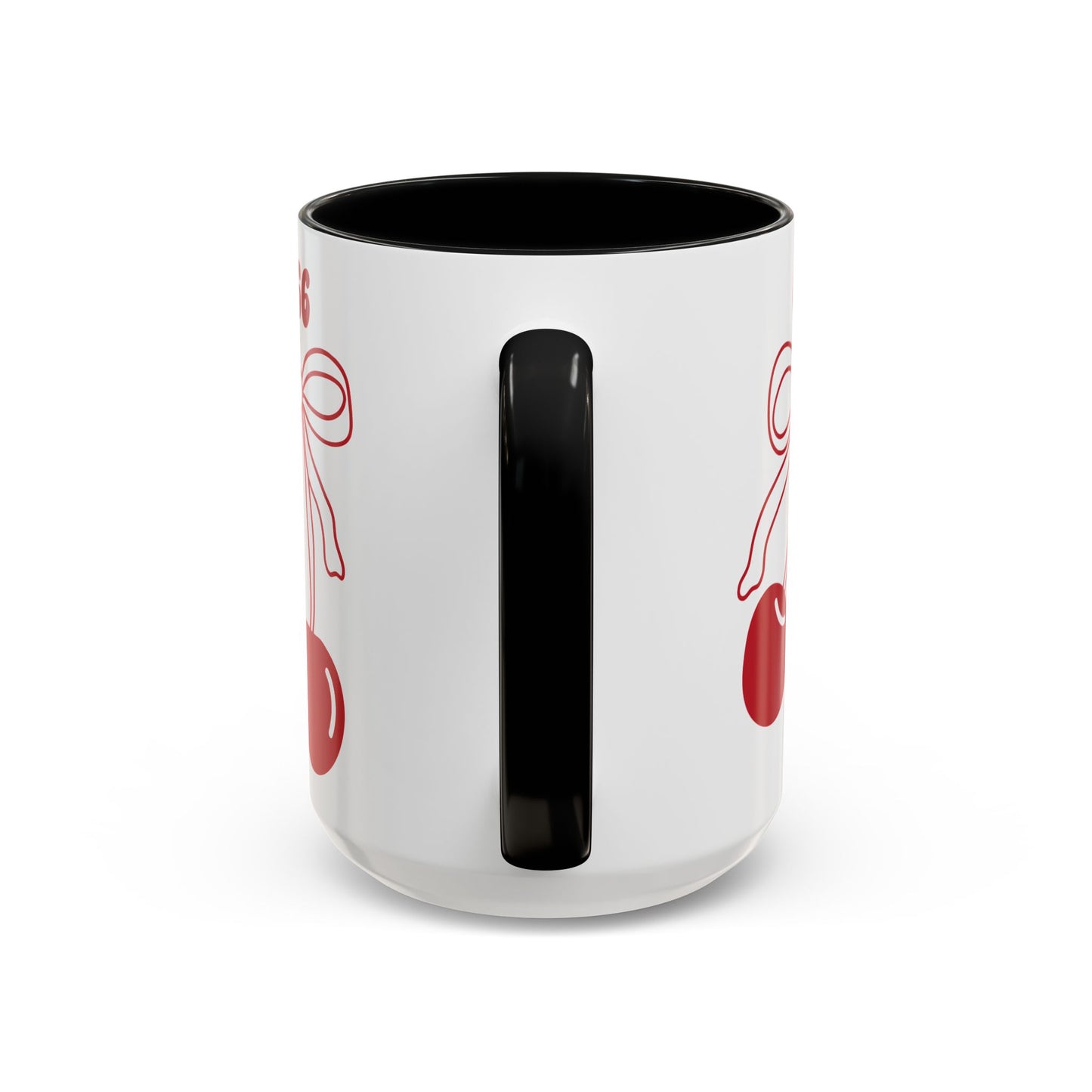 666 Angel Number Cherries Accent Mug – Coquette Bow Kawaii | 11oz 15oz — Pink, Red, Light Blue, Orange, Purple, Yellow