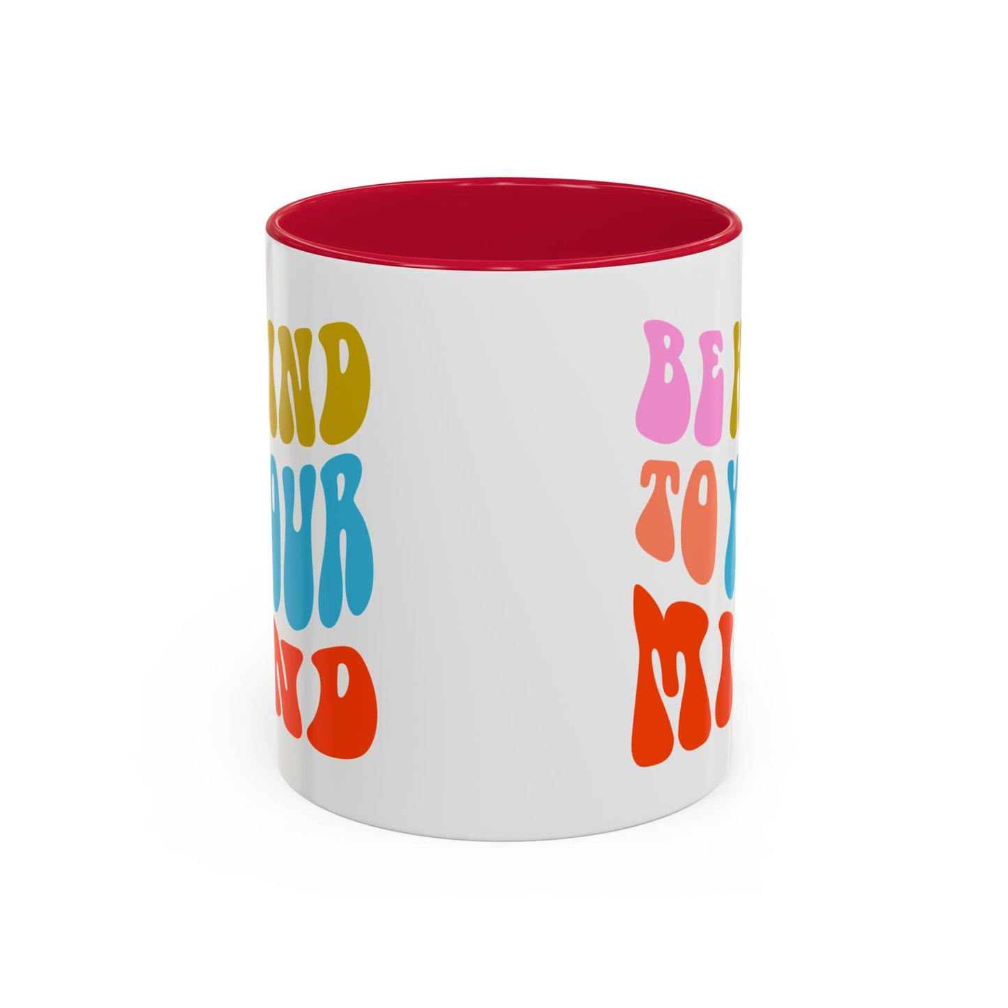 Be Kind To Your Mind Accent Mug – Retro Rainbow Letters | 11oz 15oz Multiple colors