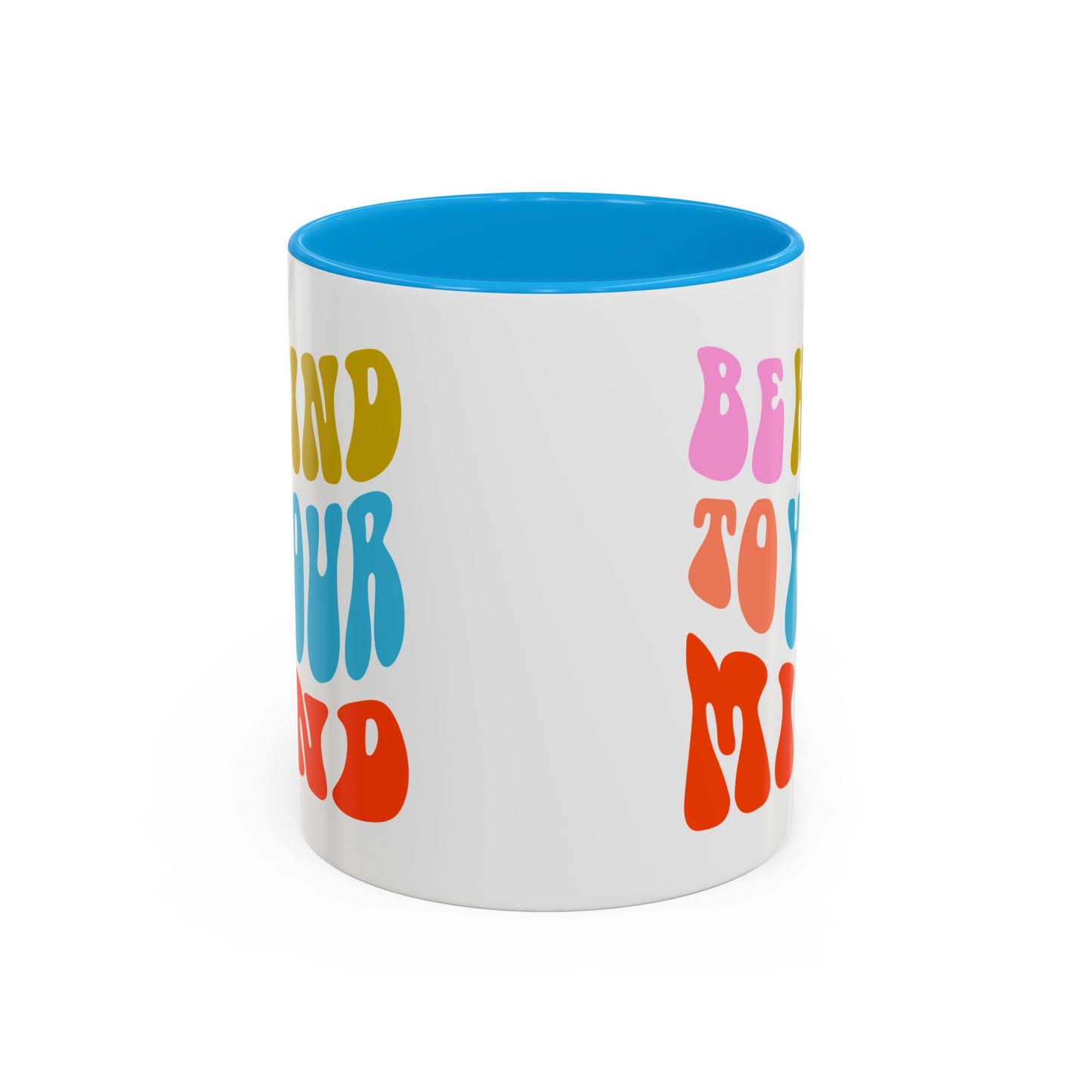 Be Kind To Your Mind Accent Mug – Retro Rainbow Letters | 11oz 15oz Multiple colors