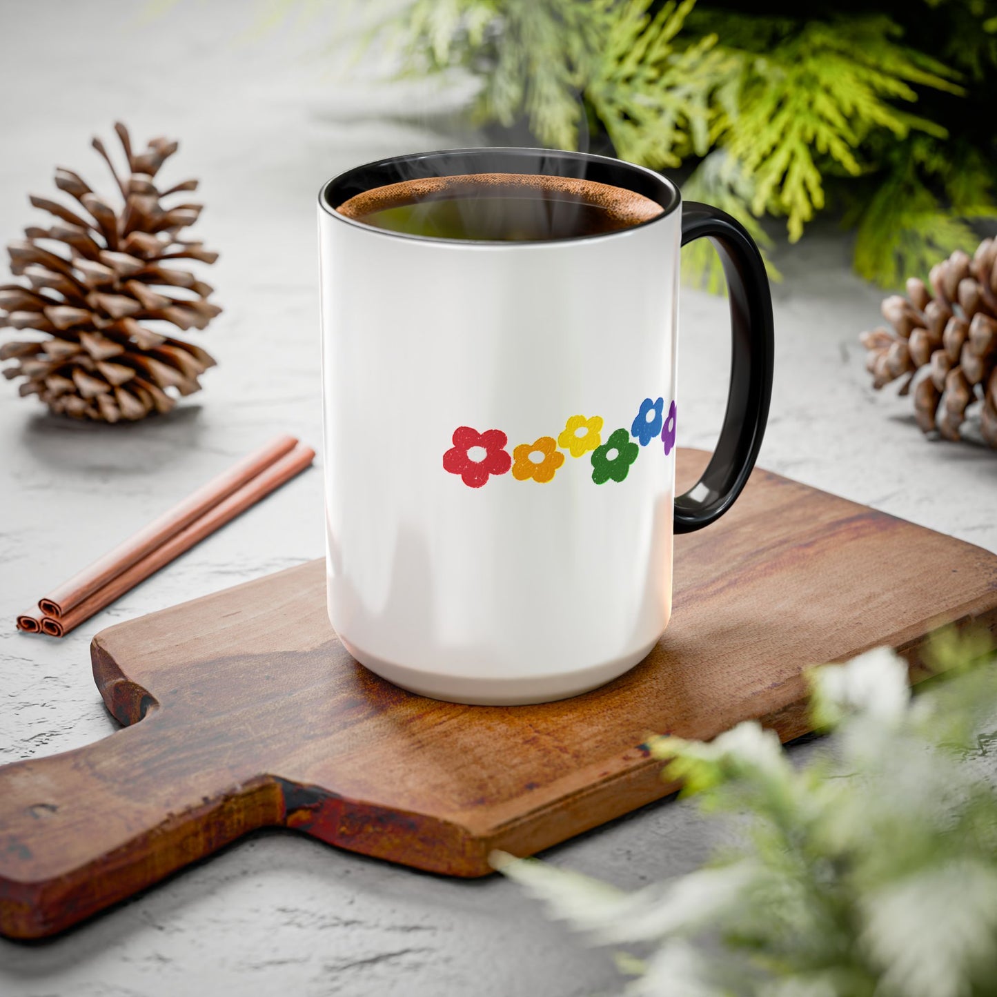 Rainbow Flower Arc Ceramic Mug – 11oz, 15oz, 20oz