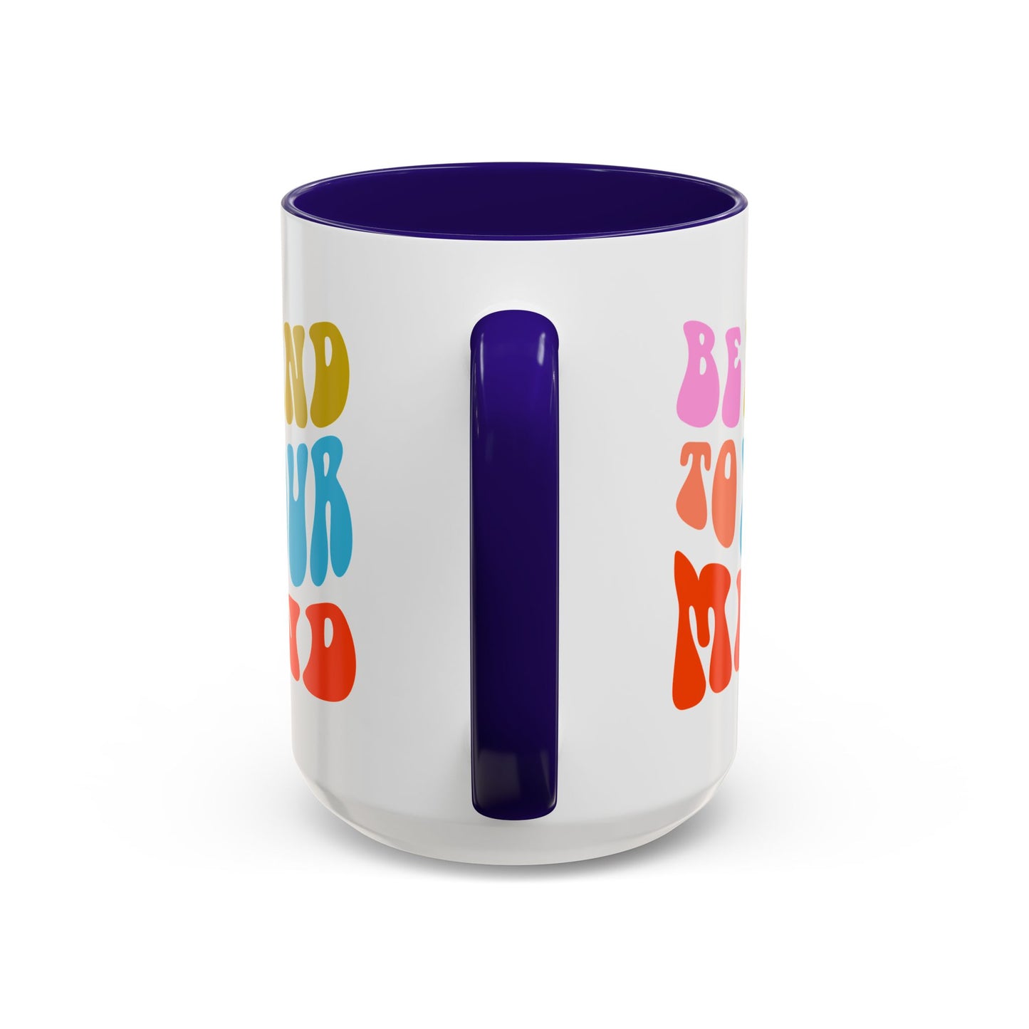 Be Kind To Your Mind Accent Mug – Retro Rainbow Letters | 11oz 15oz Multiple colors