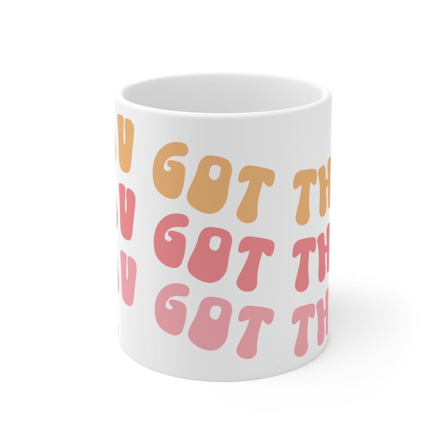 You Got This Groovy 70s Themed Coffee Mug 20oz - Multi-Pink Retro Style Ceramic Cup - Inspirational Positivity Boosting Drinkware