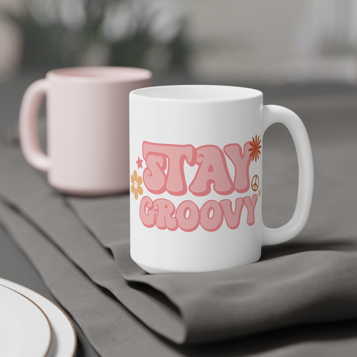 Stay Groovy Coffee Mug - 70s Pastel Wavy Type | 11oz 15oz 20oz
