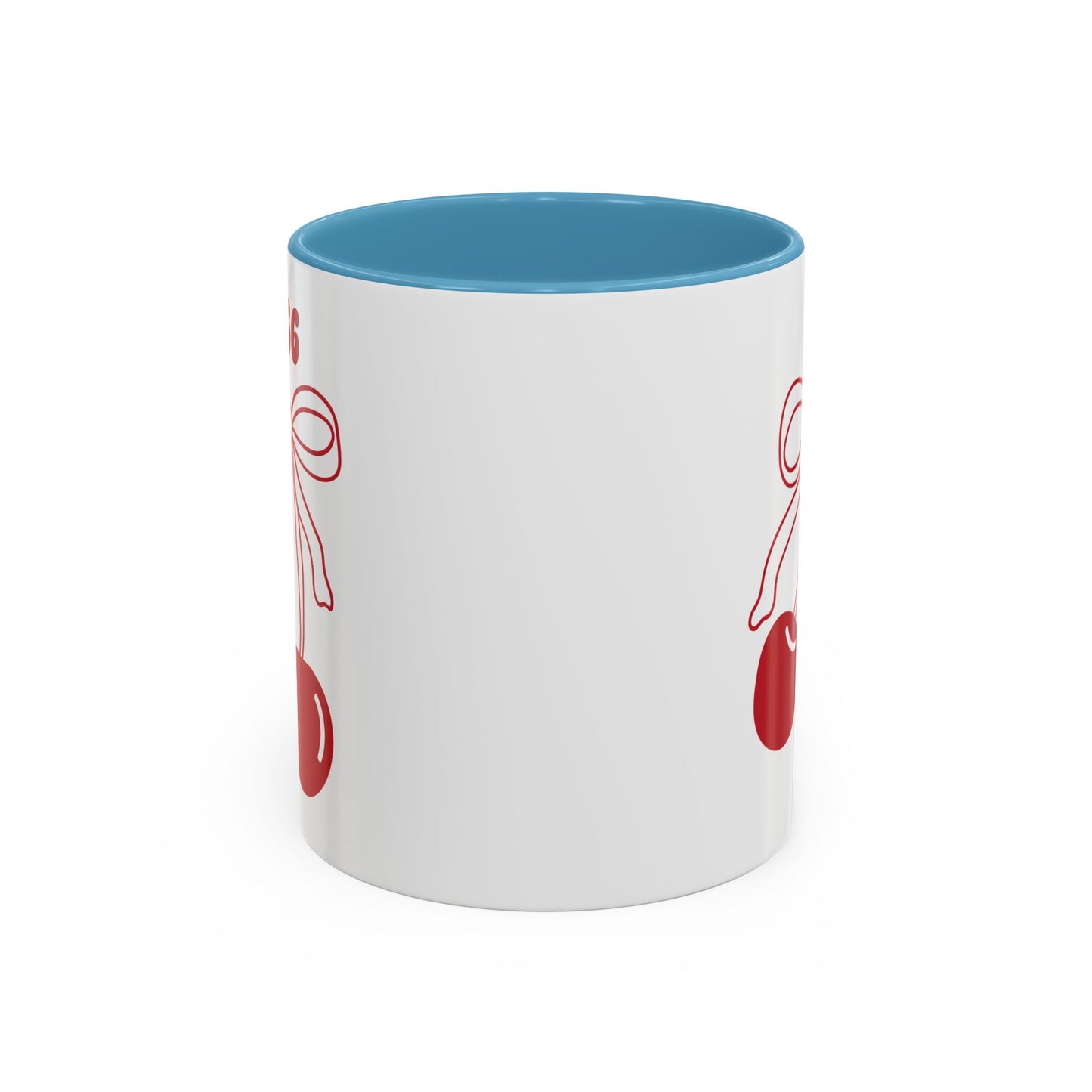666 Angel Number Cherries Accent Mug – Coquette Bow Kawaii | 11oz 15oz — Pink, Red, Light Blue, Orange, Purple, Yellow
