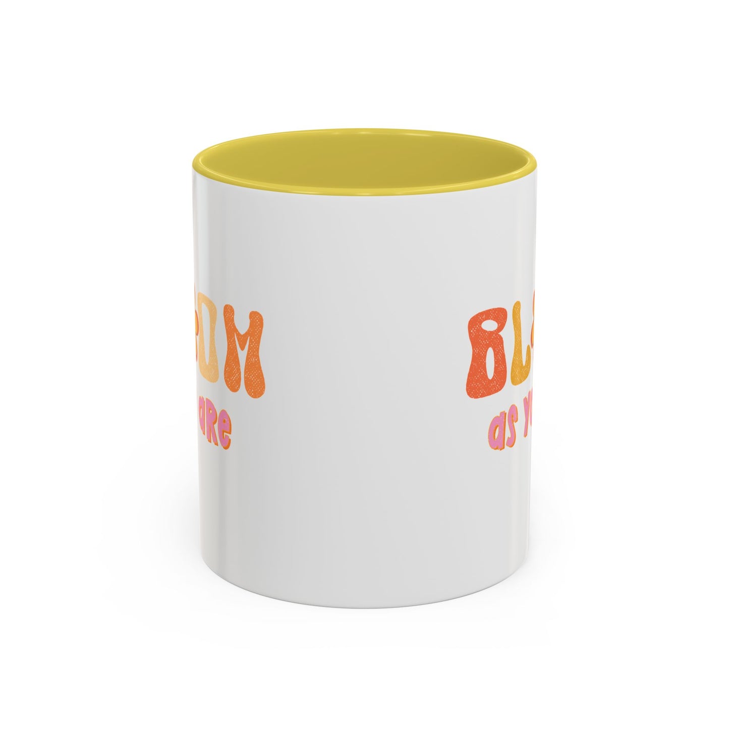 Bloom As You Are Accent Mug – Smiley Flower | 11oz 15oz Colored Handle