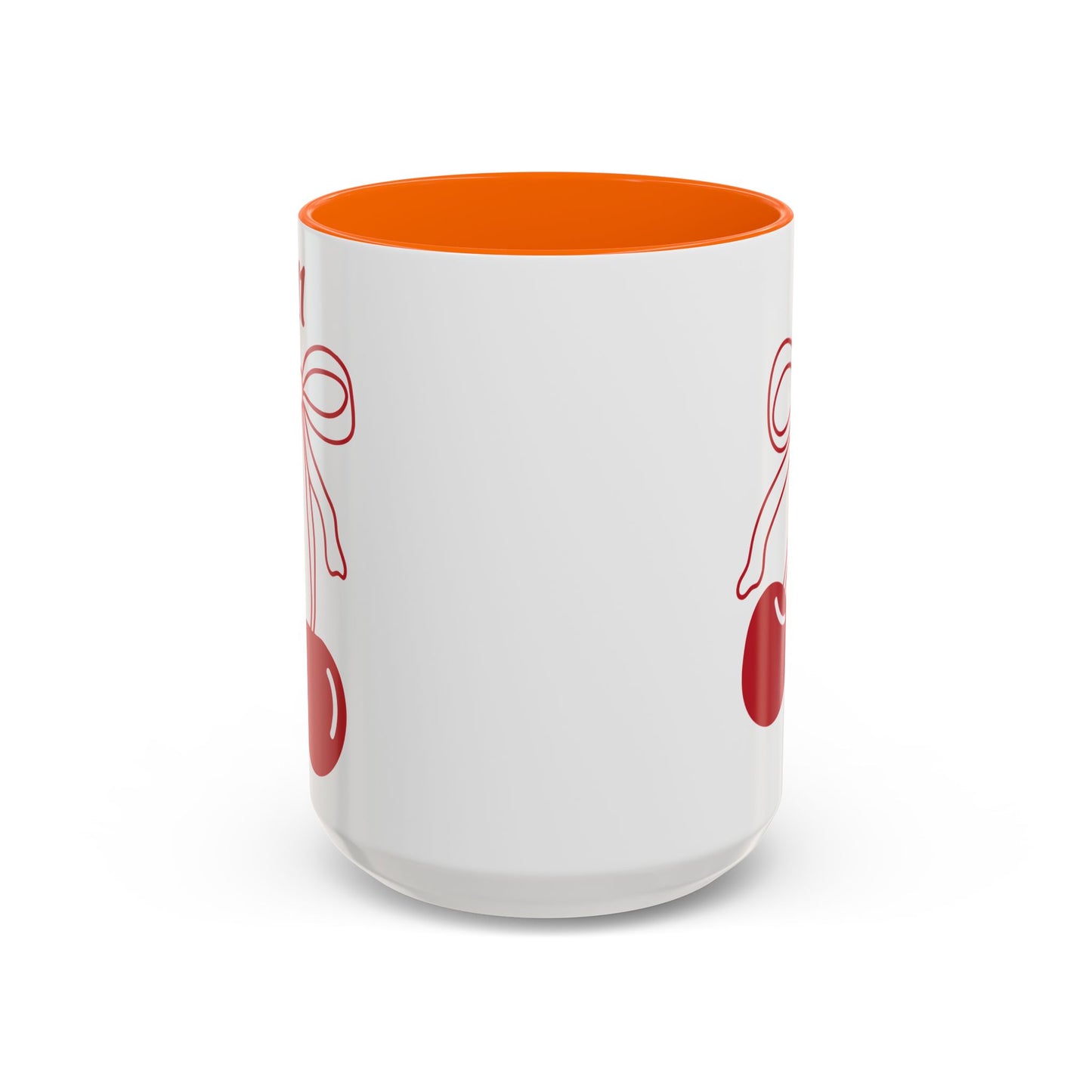 111 Angel Number Cherries Accent Mug – Coquette Bow Kawaii Coffee Mug Aesthetic | 11oz 15oz — Pink, Black, Purple, Yellow, Light Blue