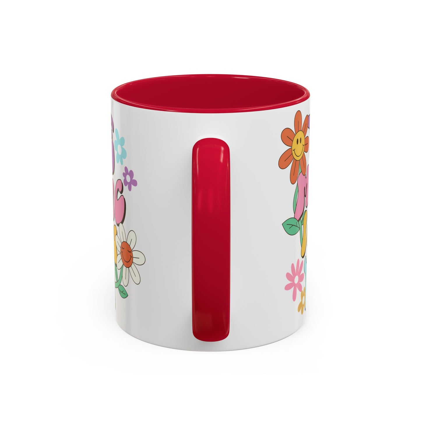 The Magic Is In You Accent Mug – Retro Flower Lettering | 11oz 15oz Colored Handle