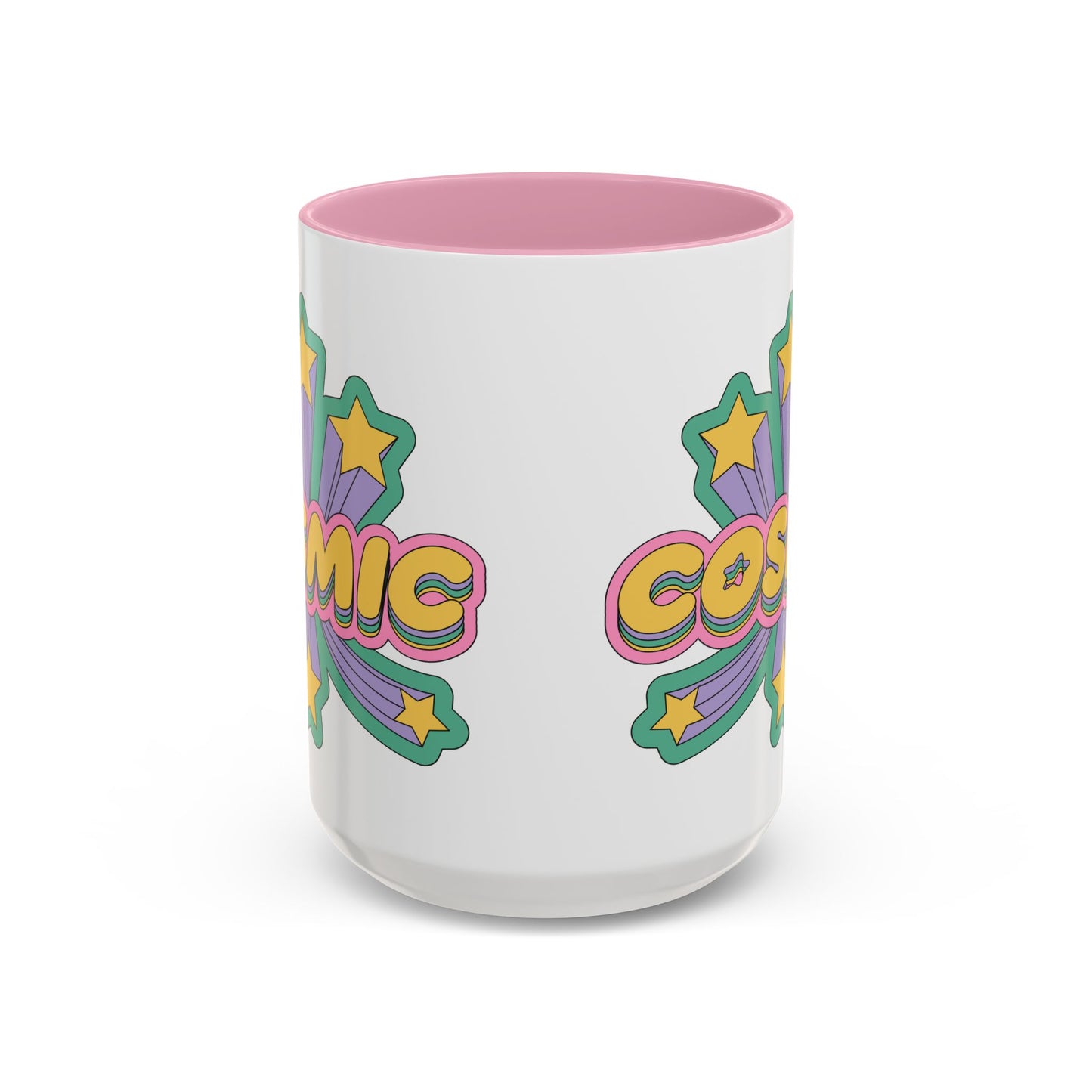 COSMIC Accent Mug – Retro Stars Burst | 11oz 15oz Colored Handle