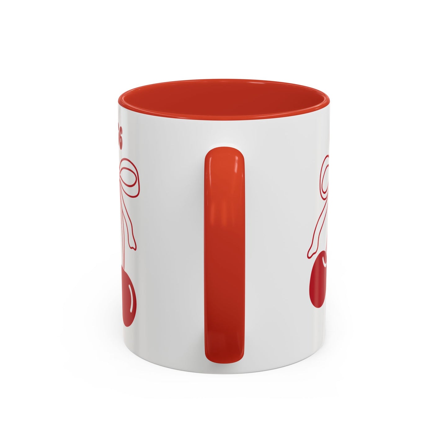 666 Angel Number Cherries Accent Mug – Coquette Bow Kawaii | 11oz 15oz — Pink, Red, Light Blue, Orange, Purple, Yellow