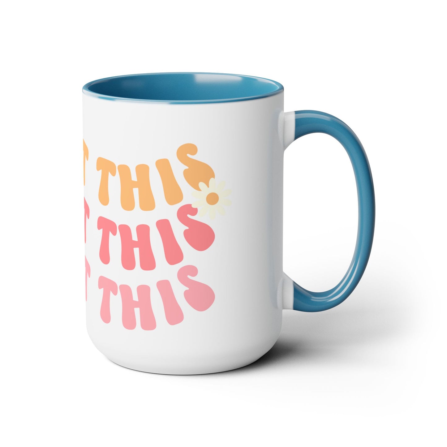 You Got This Groovy 70s Themed Coffee Mug 15oz - Multi-Pink Retro Style Ceramic Cup - Inspirational Positivity Boosting Drinkware