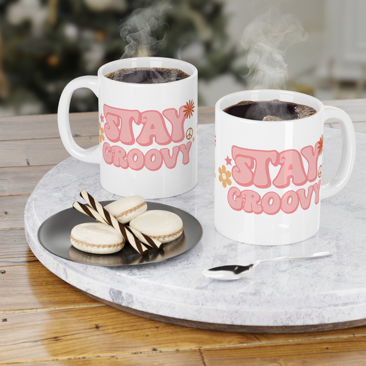 Stay Groovy Coffee Mug - 70s Pastel Wavy Type | 11oz 15oz 20oz