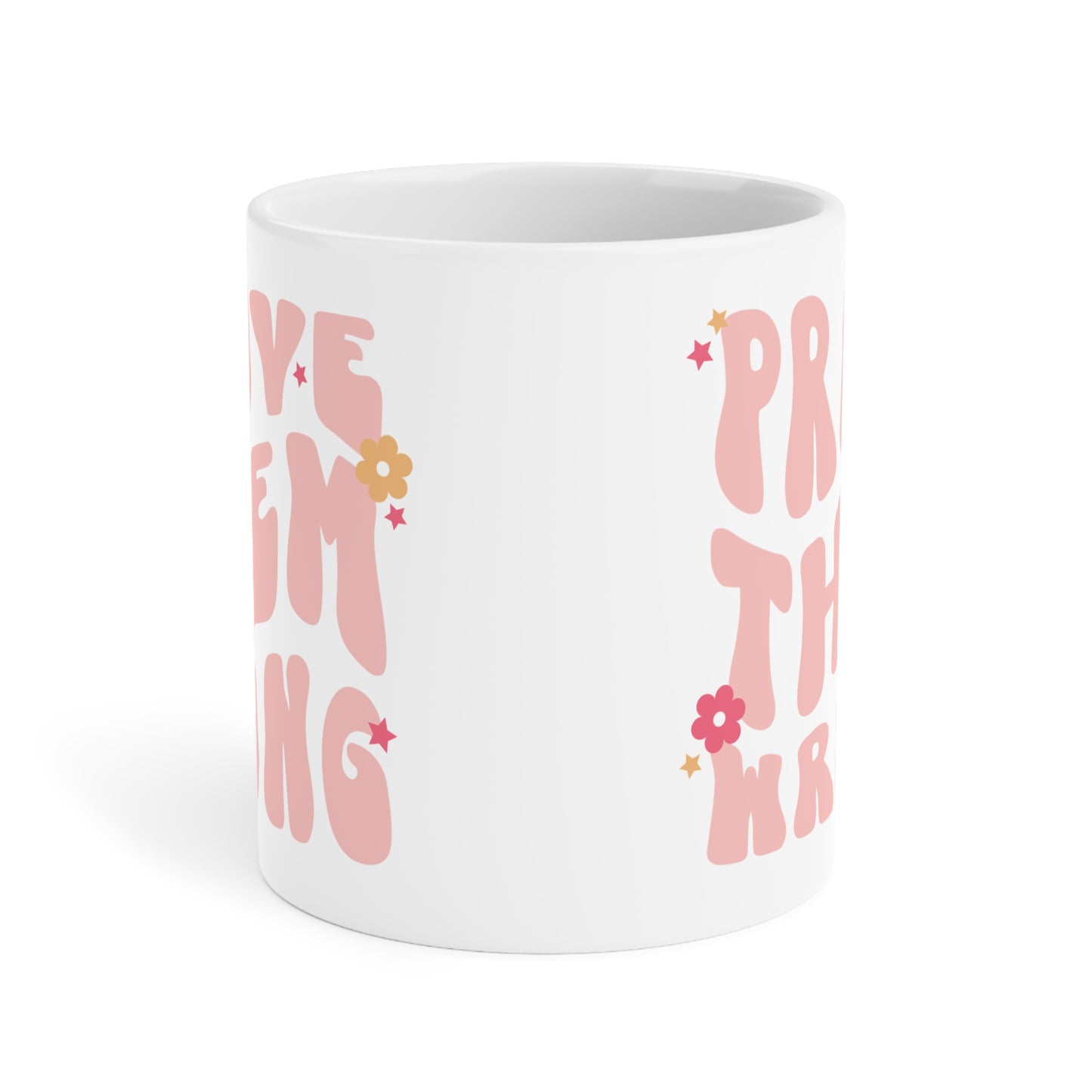 Prove Them Wrong Coffee Mug 20oz - Light Pink, 70s Themed Ceramic Cup, Groovy Font, Inspirational Motivation - Retro Nostalgia Gift